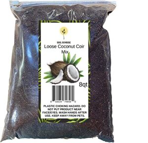 soil sunrise loose coconut coir mix – coconut coir for home gardening – all natural soil amendment – ph balanced and double washed coco peat – 8qts