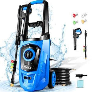 power washer, teande max psi pressure washer 1.9gpm 1800w electric high pressure washer professional car washer cleaner machine with hose reel ,5 nozzles for patio garden yard vehicle