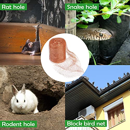 Copper Mesh Roll for Mice Rat Rodent Repellent, Sturdy 32 Feet Copper Wool Mouse Trap for Bat Snail Bird Control with Packing Tool