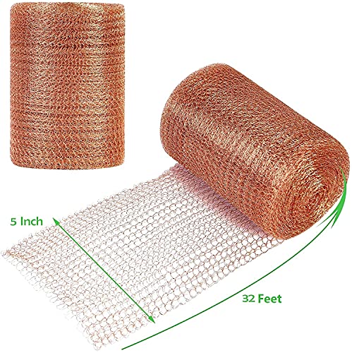 Copper Mesh Roll for Mice Rat Rodent Repellent, Sturdy 32 Feet Copper Wool Mouse Trap for Bat Snail Bird Control with Packing Tool