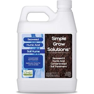 organic super seaweed humic acid blend- liquid sea kelp for grass and plants – soil hume – simple grow solutions- natural lawn & garden concentrated treatment- use with fertilizer program (32 ounce)