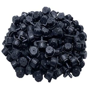 axe sickle 100 pcs adjustable irrigation drippers sprinklers 1/4 inch emitter dripper micro drip irrigation sprinklers for watering system, black.