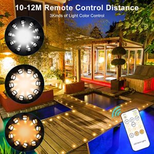 SMY Lighting Recessed LED Deck Light Kits with Remote Control, 10 Pack Dimmable Deck Lighting IP67 Waterproof 12V Outdoor LED Decking Stair Light 3 Color Changing for Yard,Garden,Patio,Stair Décor