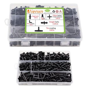 Aienxn 340PCS 1/4" Drip Irrigation Barbed Connectors Kit, Barbed Connectors Irrigation Fittings for Vegetable Garden Lawn Flower Pot Q-K1-042-BOX