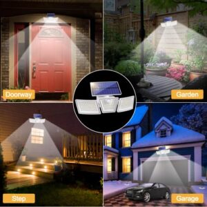 New Solar Lights Outdoor,SMY Lighting Motion Sensor Security Lights with 265 LEDs 2400Lumen,Solar Flood Lights 3 Adjustable Heads,280° Wide Angle Illumination,P65 Waterproof for Garden Garage (2Pack)