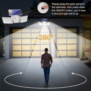 New Solar Lights Outdoor,SMY Lighting Motion Sensor Security Lights with 265 LEDs 2400Lumen,Solar Flood Lights 3 Adjustable Heads,280° Wide Angle Illumination,P65 Waterproof for Garden Garage (2Pack)