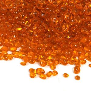 Round Reflective High Luster Fire Glass Marbles, Glass Gravel, Glass Pebbles, Glass Beads, Vase Fillers for Fish Tank Aquarium Garden Flower Pot Decoration 3-6mm 305g/10.75oz/0.67lbs (Orange Yellow)