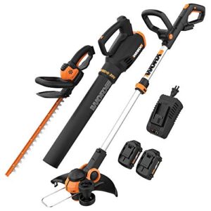 worx 20v gt 3.0 + turbine blower + hedge trimmer (batteries & charger included)