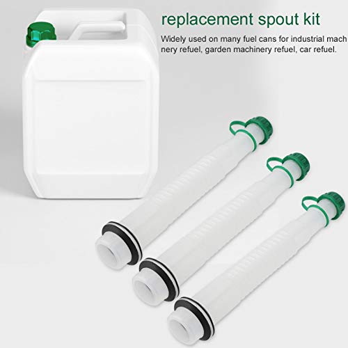 Gas Can Replacement Spout, 3 Sets of Replacement Gas Can Fuel Spout Cap Kit Garden Industrial Machinery Refuel Tool with Stopper Cap(1L)