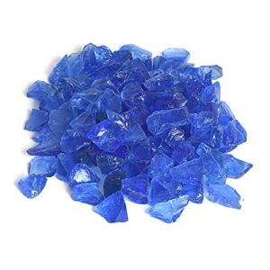 High Luster Reflective Fire Glass Gravel,Fire Gems,Fire Drops,Fire Glass Pebbles Stones Beads Chips for Fire Pit Fish Tank Aquarium Garden,1-2cm,540g/1.19lb (Light Blue)