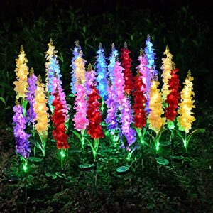 solar flowers lights outdoor garden waterproof pack of 2 cemetery decorations for grave, patio garden decor for outside (yellow-2pcs)