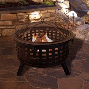 Fire Pit Set, Wood Burning Pit - Includes Spark Screen and Log Poker - Great for Outdoor and Patio, 26” Round Metal Firepit by Pure Garden