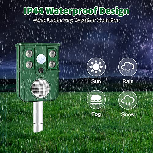 Ultrasonic Animal Repeller,Lasriges Solar Battery Powered Cat Repellent, Outdoor Waterproof Dog Deterrent Repeller with Motion Sensor for Home Garden Yard Foxs, Birds, Squirrels