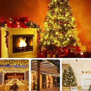 YIQU Extendable 82FT 200 LED String Lights Indoor/Outdoor, Warm White Christmas Lights with 8 Lighting Modes, Plug in Fairy String Lights for Bedroom Party Wedding Decorations Garden Xmas Tree