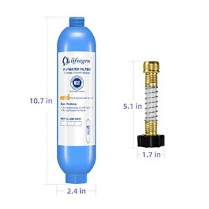 lifeegrn RV Water Filter with Hose Protector, Inline Water Filter, Reduces Bad Taste, Odors, Chlorine and Sediment in Drinking Water, Blue(2 Packs)