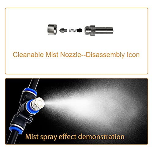 Misting Cooling System,50ft(15M) Misting Line 10 Stainless Steel Mist Nozzles 10 Connector Outdoor Cool Mister for Patio Garden Umbrellas Greenhouse Fan Trampoline Waterpark