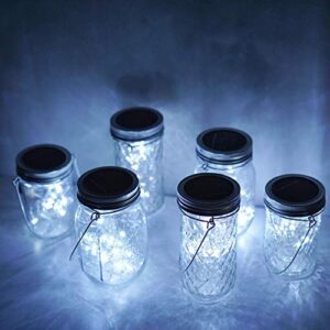 Cynzia 30LED Solar Mason Jar Lights, 8 Pack Jar Lid String Lights (No Jars), Waterproof Fairy Firefly Light for Garden, Patio, Outdoor, Yard, Lawn Decor(Cool White)