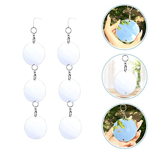 YARDWE 2Sets Bird Scare Hanging Discs Set Reflective Double- Sided Bird Reflector Woodpecker Bird Scare Devices for Patio Garden Woodpecker and Pigeon