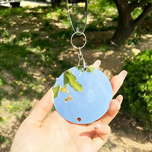 YARDWE 2Sets Bird Scare Hanging Discs Set Reflective Double- Sided Bird Reflector Woodpecker Bird Scare Devices for Patio Garden Woodpecker and Pigeon