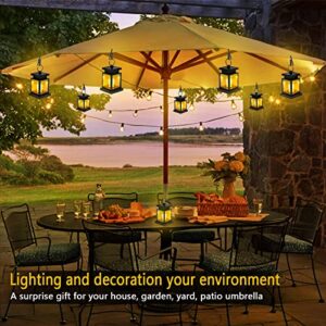 4 Pack Outdoor Hanging Solar Lantern Lights, Flickering Solar Lights Outdoor Garden Lights Solar Powered Waterproof Warm Yellow LED Candle Lantern for Garden Patio Yard Path Tree Umbrella Table Decor