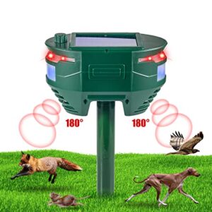 Ultrasonic Animal Repeller Outdoor Waterproof Solar Animal Deterrent with Motion Sensor and Flashing Lights, Yard Farm Garden Repellent for Cat Squirrel Dog Rabbit Raccoon Skunk Fox Deer and More