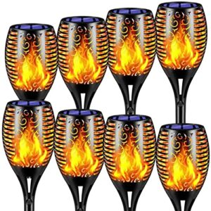 Solar Outdoor Waterproof Lights, Solar Powered Torces with Flickering Flame,Christmas Decorations Solar Garden Lights - 8Packs
