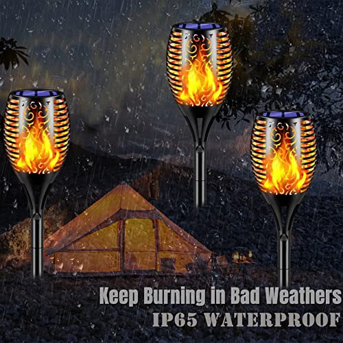 Solar Outdoor Waterproof Lights, Solar Powered Torces with Flickering Flame,Christmas Decorations Solar Garden Lights - 8Packs