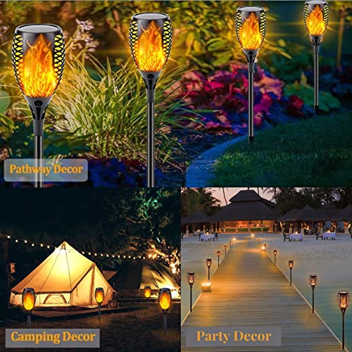 Solar Outdoor Waterproof Lights, Solar Powered Torces with Flickering Flame,Christmas Decorations Solar Garden Lights - 8Packs