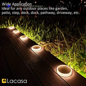 Solar Deck Lights, Driveway Walkway Dock Light Solar Powered Outdoor Waterproof Stair Step Pathway Ground LED Lamp for Backyard Patio Garden, Auto On/Off - Warm White - 4 Pack