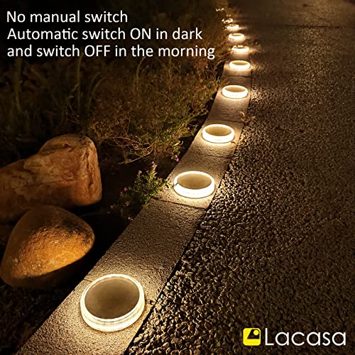 Solar Deck Lights, Driveway Walkway Dock Light Solar Powered Outdoor Waterproof Stair Step Pathway Ground LED Lamp for Backyard Patio Garden, Auto On/Off - Warm White - 4 Pack