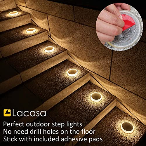 Solar Deck Lights, Driveway Walkway Dock Light Solar Powered Outdoor Waterproof Stair Step Pathway Ground LED Lamp for Backyard Patio Garden, Auto On/Off - Warm White - 4 Pack