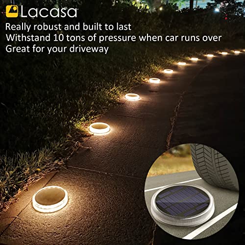 Solar Deck Lights, Driveway Walkway Dock Light Solar Powered Outdoor Waterproof Stair Step Pathway Ground LED Lamp for Backyard Patio Garden, Auto On/Off - Warm White - 4 Pack