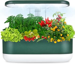 hydroponics growing system, 10 pods indoor gardening system with 24w full spectrum grow light, automatic timer pump,height adjustable(7”-15”),4.2l water tank indoor growing system for patio kitchen