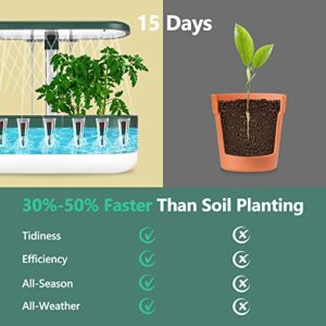 Hydroponics Growing System, 10 Pods Indoor Gardening System with 24W Full Spectrum Grow Light, Automatic Timer Pump,Height Adjustable(7''-15''),4.2L Water Tank Indoor Growing System for Patio Kitchen
