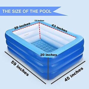 Inflatable Pools, Kiddie Pools, Inflatable Family Swim Play Center Pool with Soft Floor, 82" & 59" inches Durable Swimming Pool, Summer Water Fun for Garden or Backyard or Indoor (82Green&59Blue)