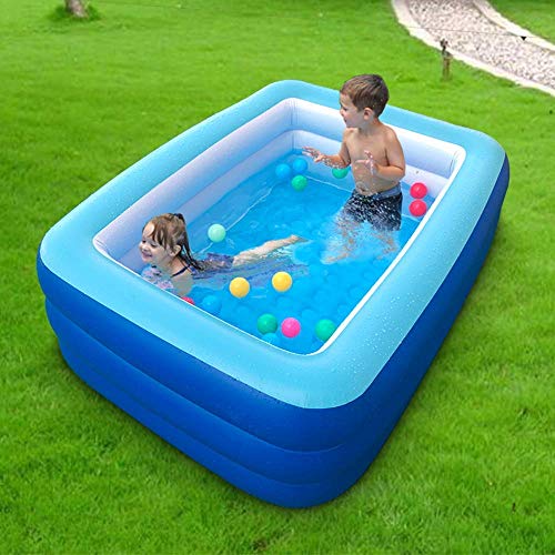 Inflatable Pools, Kiddie Pools, Inflatable Family Swim Play Center Pool with Soft Floor, 82" & 59" inches Durable Swimming Pool, Summer Water Fun for Garden or Backyard or Indoor (82Green&59Blue)