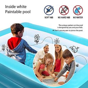 Inflatable Pools, Kiddie Pools, Inflatable Family Swim Play Center Pool with Soft Floor, 82" & 59" inches Durable Swimming Pool, Summer Water Fun for Garden or Backyard or Indoor (82Green&59Blue)