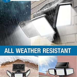 Outdoor Solar Powered Flood Lights with Movement Detection, 210 LED 2500LM 6500K, IP65 All-Weather Resistance, 3 Adjustable Heads, 270° Wide Angle, Light for Garage Patio Porch Garden Yard - 2 Pcs