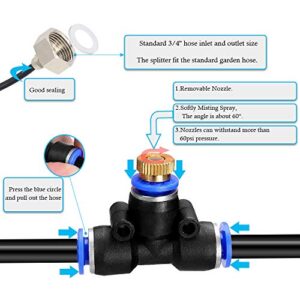 SL Power Misting Cooling System, 26FT (8M) Misting Line +11 Brass Mist Nozzles+ a Brass Adapter(3/4")，Mist Nozzles for Patio Garden Greenhouse（Front2.4M+After5.6M）