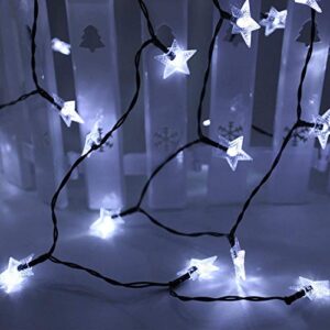 White 2-Pack 200 LED 40FT Star Solar String Lights Outdoor, Star Solar Lights Outdoor Decorative, 8 Modes Solar Powered Twinkle Fairy Lights Decoration for Ramadan, Garden, Party (Cool White)