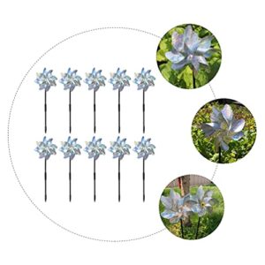 Happyyami 10PCS Orchard Reflective Windmill Bird Pinwheel Reflective Windmill Bird- Driving Windmill Fast Wind Glowing Bird Scaring Spinner Bird- Driving Windmill for Garden Orchard