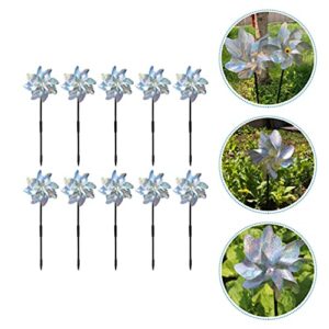 Happyyami 10PCS Orchard Reflective Windmill Bird Pinwheel Reflective Windmill Bird- Driving Windmill Fast Wind Glowing Bird Scaring Spinner Bird- Driving Windmill for Garden Orchard