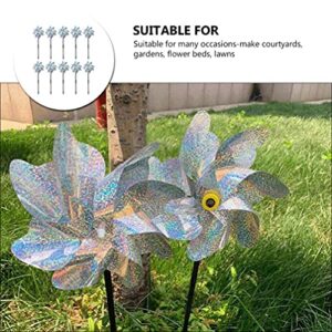 Happyyami 10PCS Orchard Reflective Windmill Bird Pinwheel Reflective Windmill Bird- Driving Windmill Fast Wind Glowing Bird Scaring Spinner Bird- Driving Windmill for Garden Orchard