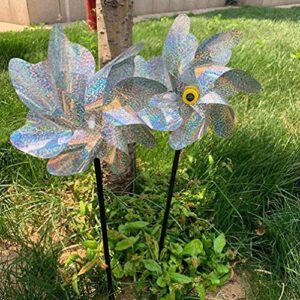 Happyyami 10PCS Orchard Reflective Windmill Bird Pinwheel Reflective Windmill Bird- Driving Windmill Fast Wind Glowing Bird Scaring Spinner Bird- Driving Windmill for Garden Orchard