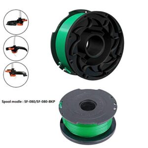 GH3000 Trimmer Replacement Spools Compatible with Black and Decker SF-080 LST540 Weed Eater, 20ft 0.080 inch GH3000R LST540B LST540 Edger Refills Parts, SF O80 Auto-Feed Single Line Cord (10 Pack)