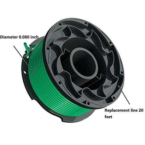 GH3000 Trimmer Replacement Spools Compatible with Black and Decker SF-080 LST540 Weed Eater, 20ft 0.080 inch GH3000R LST540B LST540 Edger Refills Parts, SF O80 Auto-Feed Single Line Cord (10 Pack)