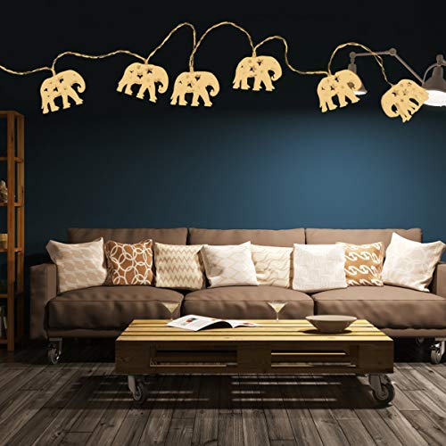 OSALADI Elephant String Lights Metal Animal Fairy Lights Battery Operated Star LED Hanging Garland Light for Wedding Birthday Bedroom Curtain Yard Garden Decoration