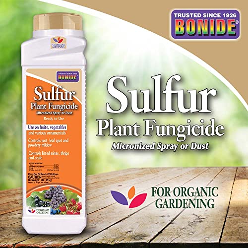 Bonide Sulfur Plant Fungicide, 1 lb. Ready-to-Use Micronized Spray or Dust for Organic Gardening, Controls Common Diseases