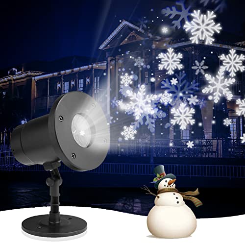 RHM Christmas Snowflake Projector Lights, LED Snowfall Projector Outdoor for Holiday Halloween Christmas Decorations, Snowfall Spotlight Projector for Indoor Outside Party Home Garden Landscape