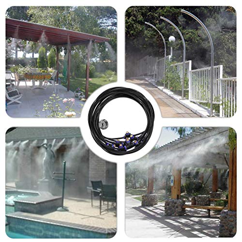 CozyCabin Outdoor Misting Cooling System - 75ft (23m) Misting Line (with G3/4" Female Thread Connector) + 36 Brass Mist Nozzles for Patio Garden Greenhouse, Simply to Install